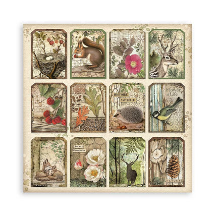 Papierblok 30,5x30,5 cm - 22 vellen - Enkelzijdig - 18 printed sheets + 6 Grass paper  Forest