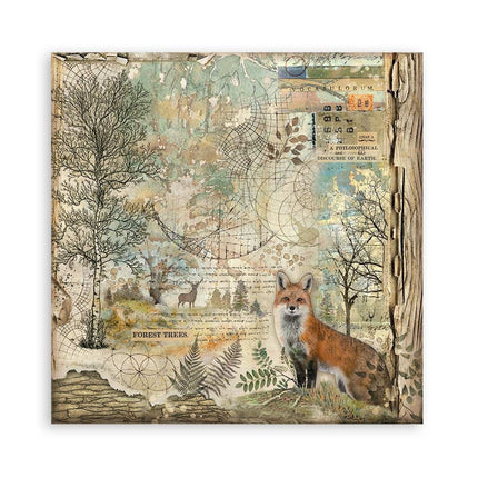 Papierblok 30,5x30,5 cm - 22 vellen - Enkelzijdig - 18 printed sheets + 6 Grass paper  Forest
