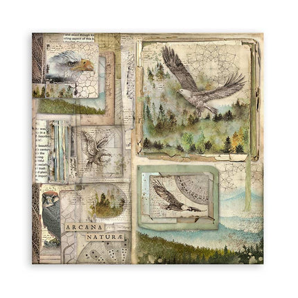 Papierblok 30,5x30,5 cm - 22 vellen - Enkelzijdig - 18 printed sheets + 6 Grass paper  Forest