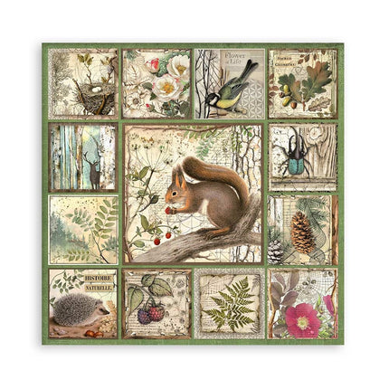 Papierblok 30,5x30,5 cm - 22 vellen - Enkelzijdig - 18 printed sheets + 6 Grass paper  Forest