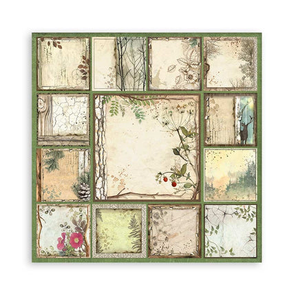Papierblok 30,5x30,5 cm - 22 vellen - Enkelzijdig - 18 printed sheets + 6 Grass paper  Forest