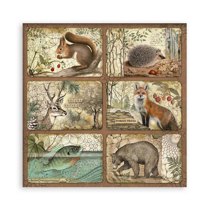Papierblok 30,5x30,5 cm - 22 vellen - Enkelzijdig - 18 printed sheets + 6 Grass paper  Forest