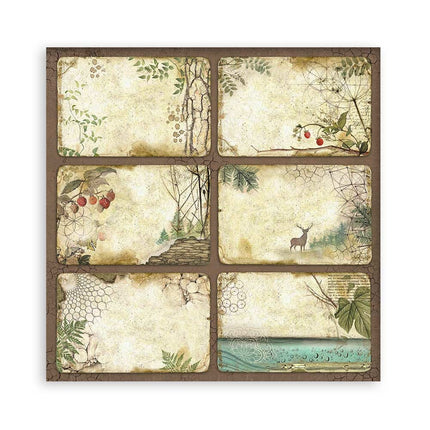 Papierblok 30,5x30,5 cm - 22 vellen - Enkelzijdig - 18 printed sheets + 6 Grass paper  Forest