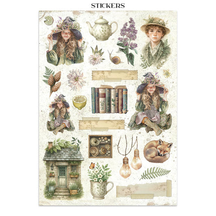 Junk journal stickers, cut-outs, backgrounds - Herbarium Silvae