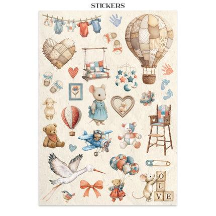 Junk journal stickers, cut-outs, backgrounds - Baby