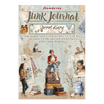 Junk journal stickers, cut-outs, backgrounds - Secret Diary