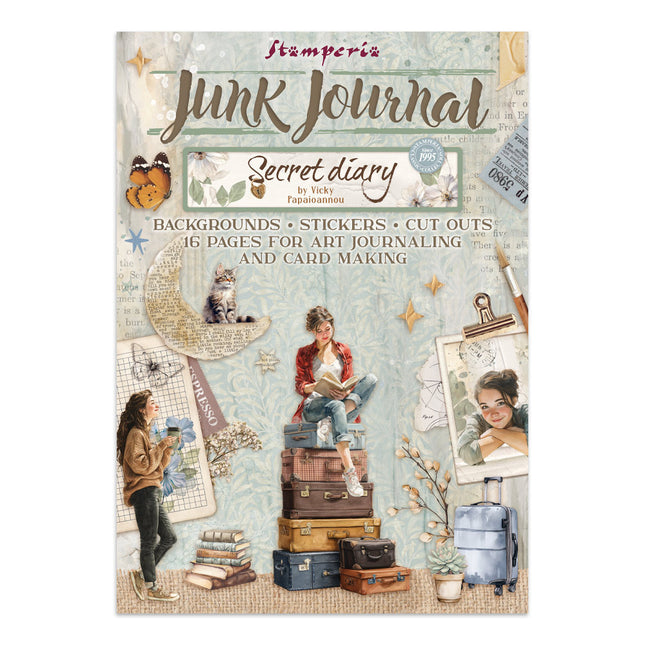 Junk journal stickers, cut-outs, backgrounds - Secret Diary