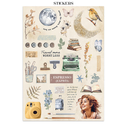 Junk journal stickers, cut-outs, backgrounds - Secret Diary