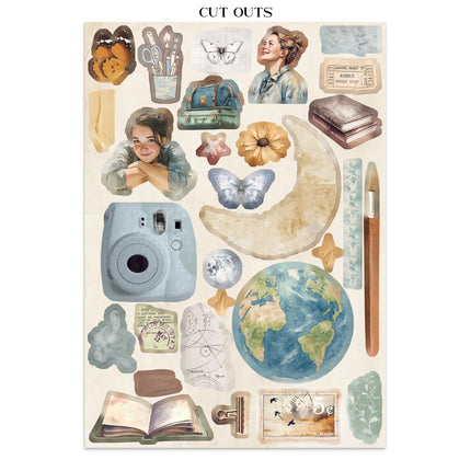 Junk journal stickers, cut-outs, backgrounds - Secret Diary