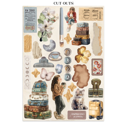 Junk journal stickers, cut-outs, backgrounds - Secret Diary