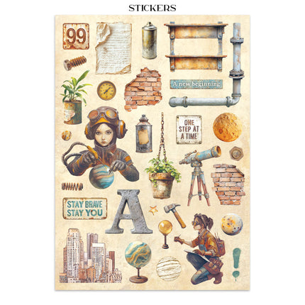 Junk journal stickers, cut-outs, backgrounds - A new Beginning