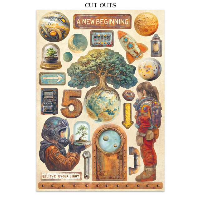 Junk journal stickers, cut-outs, backgrounds - A new Beginning