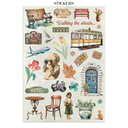 Junk journal stickers, cut-outs, backgrounds - Art of Travelling