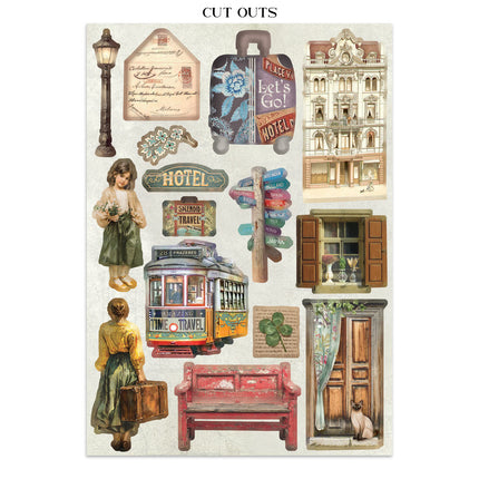 Junk journal stickers, cut-outs, backgrounds - Art of Travelling