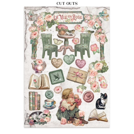 Printed Art Junk journal: stickers, cut-outs, backgrounds for Art and Craft - House of Roses