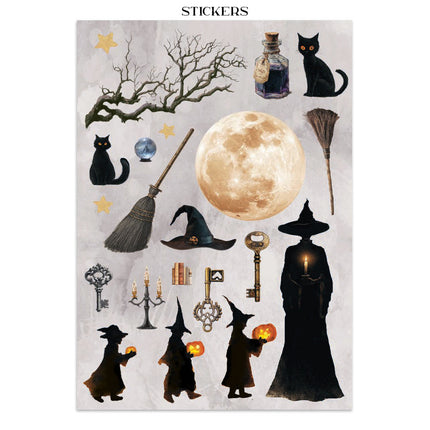 Printed Art Junk journal: stickers, cut-outs, backgrounds for Art and Craft - Halloween