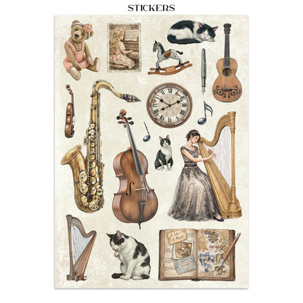 Printed Art Junk journal: stickers, cut-outs, backgrounds for Art and Craft - Symphony