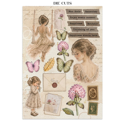 Printed Art Junk journal: stickers, cut-outs, backgrounds for Art and Craft - Flowers and Poems