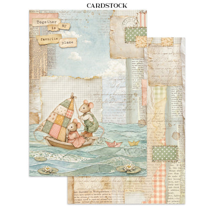 Printed Art Junk journal: stickers, cut-outs, backgrounds for Art and Craft - Cozy Family