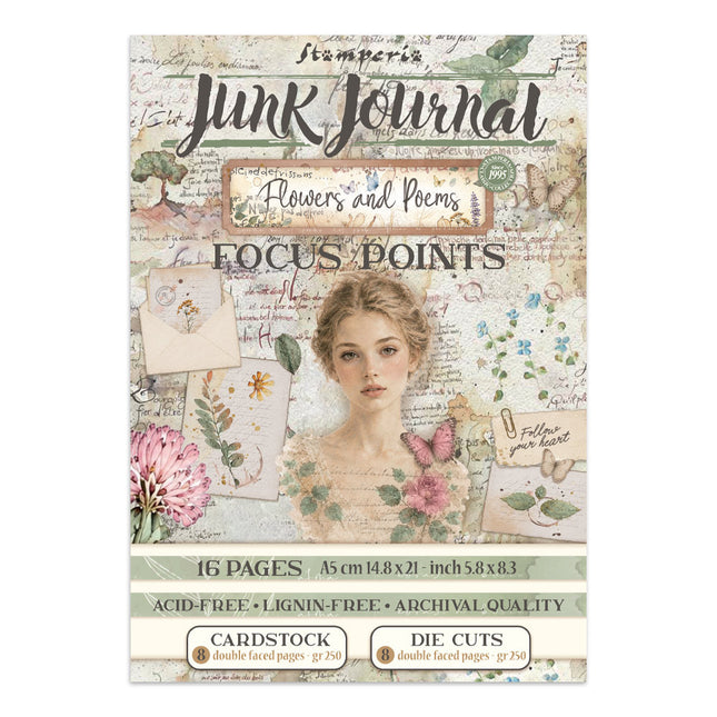 Printed Art Junk Journal Focus Points for Art and Craft A5 - Flowers and Poems