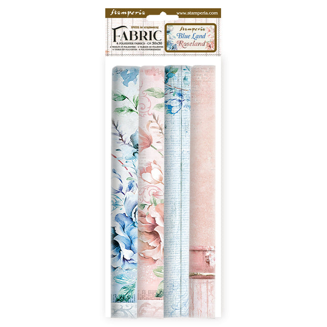 Pack 4 sheets fabric cm 30x30 - Blue and Roseland