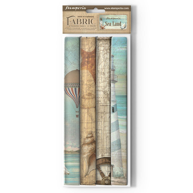 Pack 4 sheets fabric cm 30x30 - Sea Land