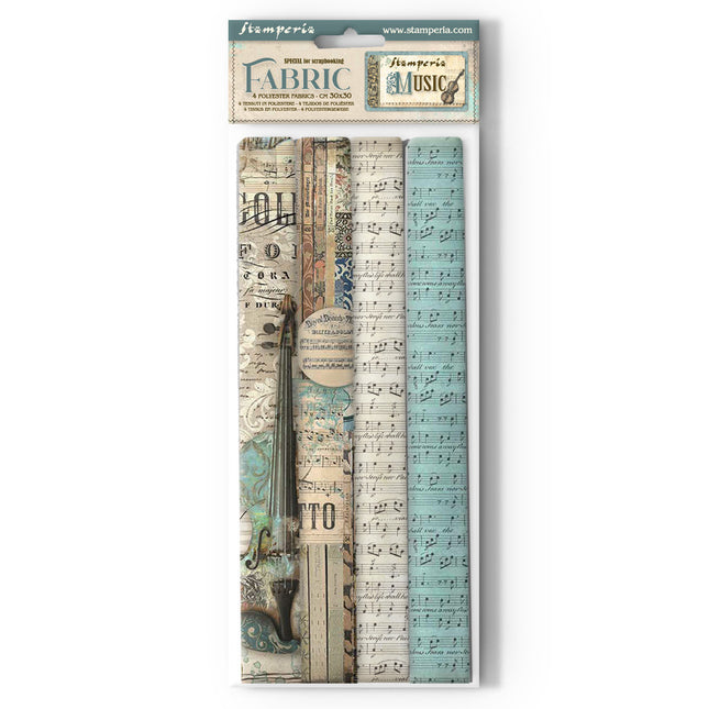 Pack 4 sheets fabric cm 30x30 - Music