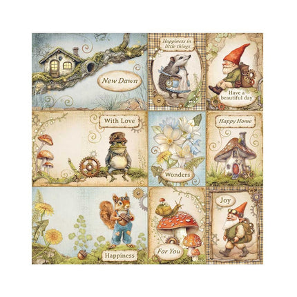 Pack 4 sheets fabric cm 30x30 - Hidden Grove