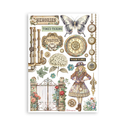 Printed Washi pad for Art and Craft A5 8 sheets - Gardens of Time