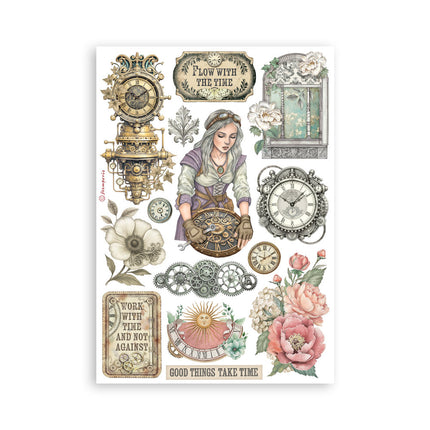 Printed Washi pad for Art and Craft A5 8 sheets - Gardens of Time