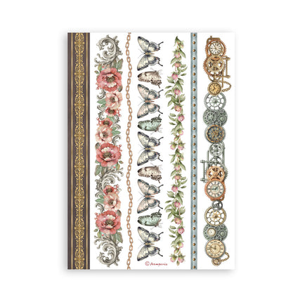 Printed Washi pad for Art and Craft A5 8 sheets - Gardens of Time