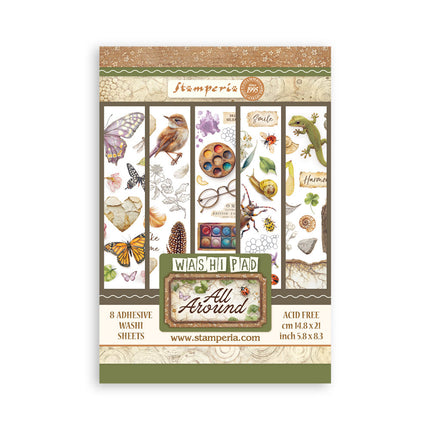 Printed Washi pad for Art and Craft A5 8 sheets - All Around