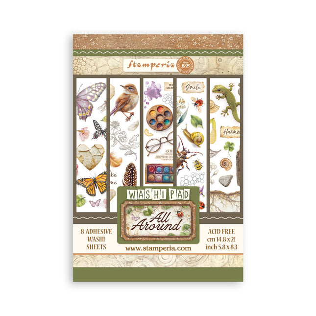 Printed Washi pad for Art and Craft A5 8 sheets - All Around