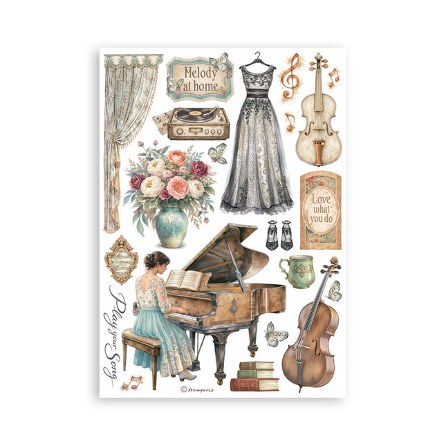 Printed Washi pad for Art and Craft A5 8 sheets - Symphony
