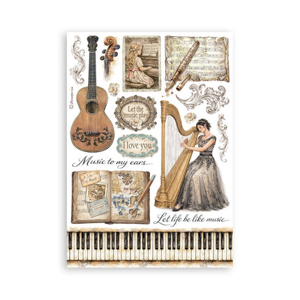 Printed Washi pad for Art and Craft A5 8 sheets - Symphony