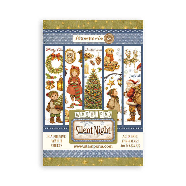 Printed Washi pad for Art and Craft A5 8 sheets - Silent Night