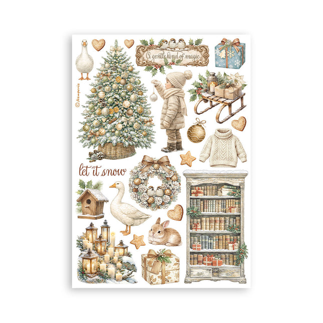 Printed Washi pad for Art and Craft A5 8 sheets - White Christmas