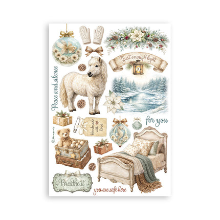 Printed Washi pad for Art and Craft A5 8 sheets - White Christmas