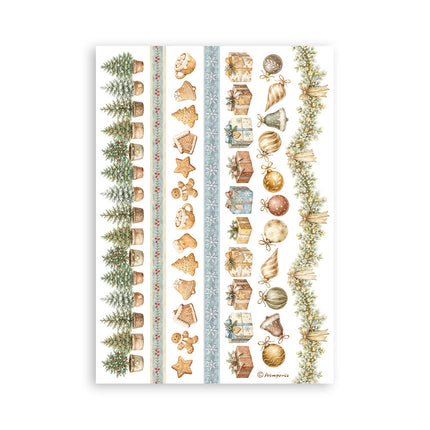 Printed Washi pad for Art and Craft A5 8 sheets - White Christmas