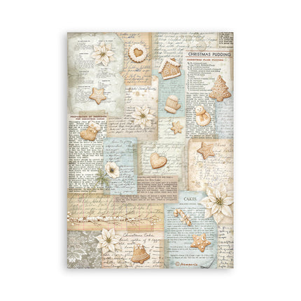 Printed Washi pad for Art and Craft A5 8 sheets - White Christmas