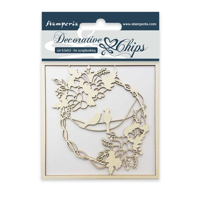 Decorative chips cm. 9,5x9,5 Garland with birds