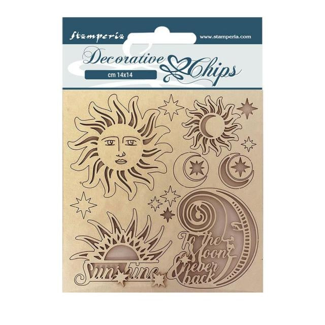 Decorative chips cm 14x14 - Alchemy sun and moon