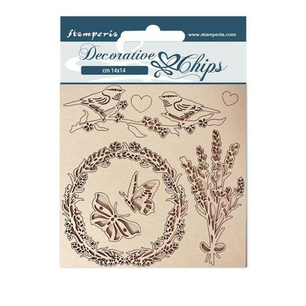 Decorative chips cm 14x14 - Provence garland and birds