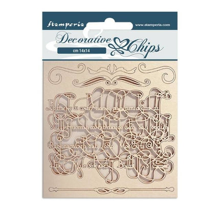 Decorative chips cm 14x14 - Romantic Garden House calligraphy