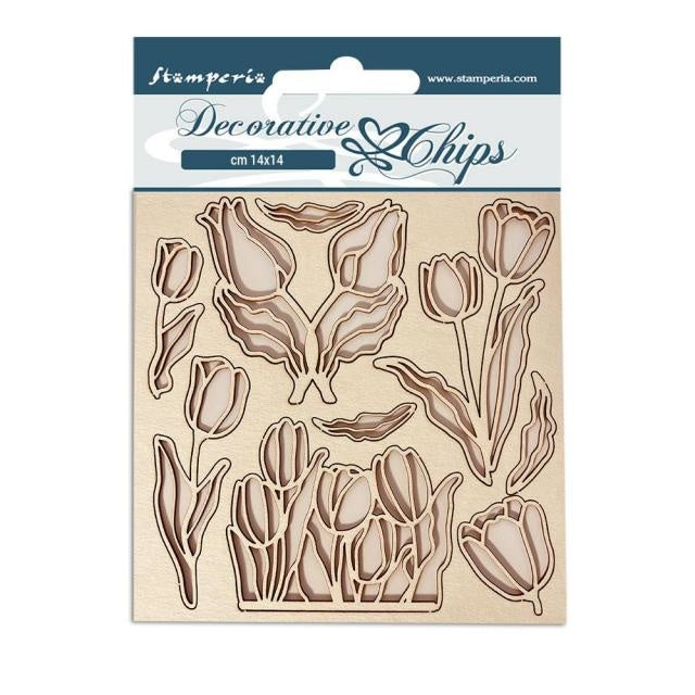 Decorative chips cm 14x14 - Romantic Garden House flowers