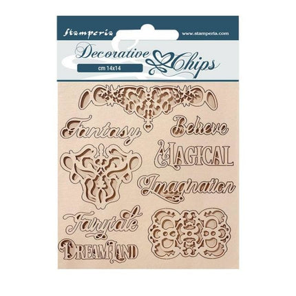 Decorative chips cm 14x14 - Magic Forest writings and plates