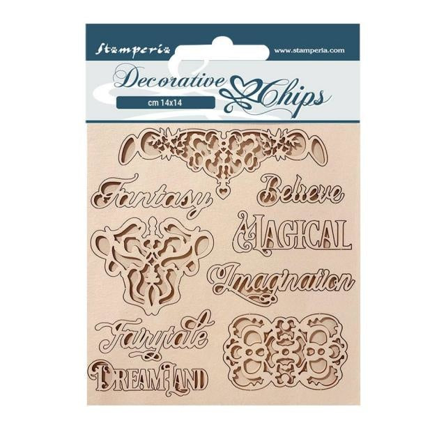 Decorative chips cm 14x14 - Magic Forest writings and plates