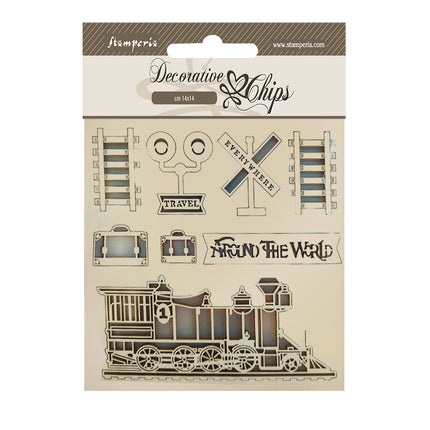 Decorative chips cm 14x14 - Around the world train