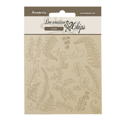 Decorative chips cm 14x14 - Woodland branches with leaves