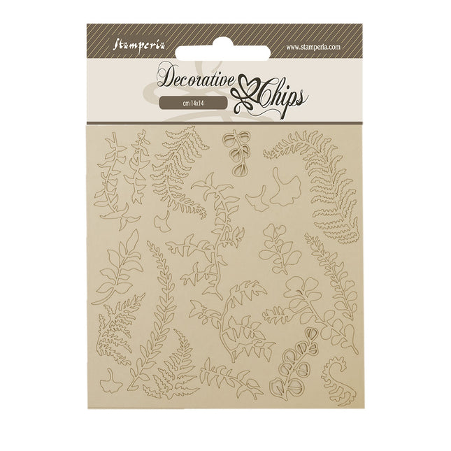 Decorative chips cm 14x14 - Woodland branches with leaves